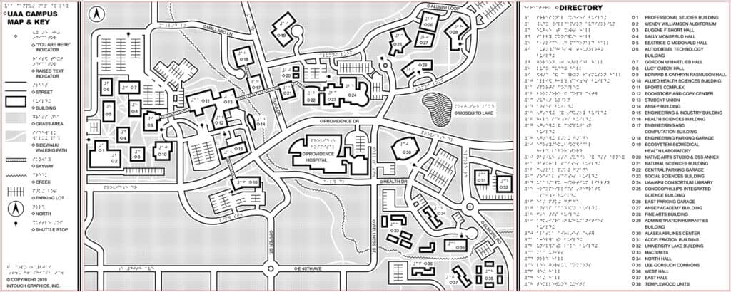 Tactile map for UAA campus