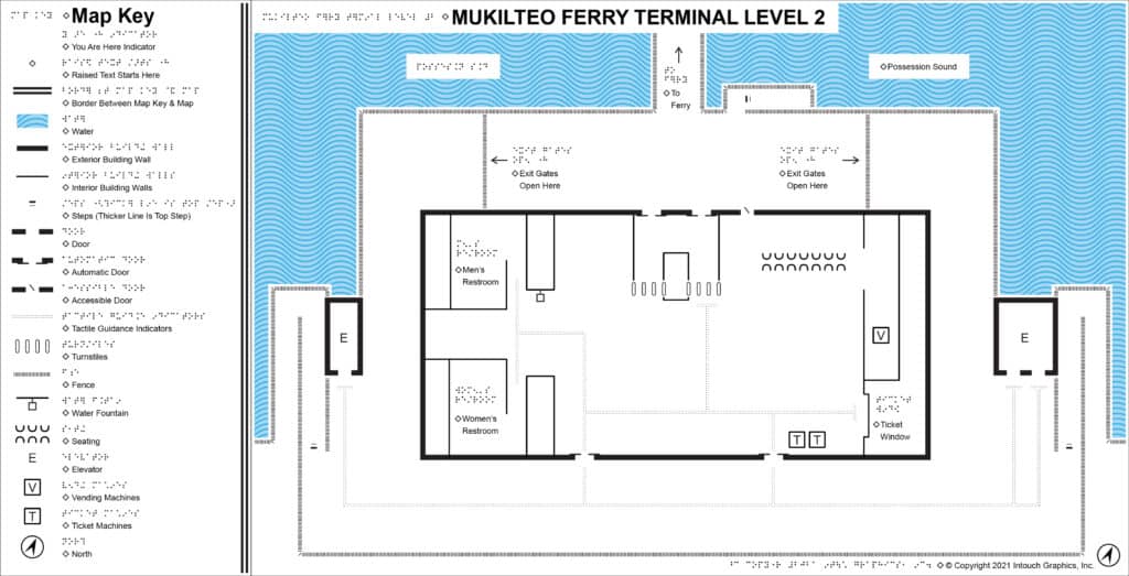 Tactile map of Mukilteo Ferry Terminal Level 2 (Washington State)